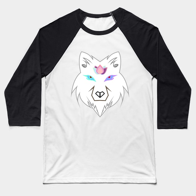 Wolf with Lotus sigil Baseball T-Shirt by LosAisFen